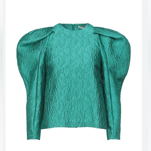💚 NEW Ulla Johnson Emerald Green Jacquard Blouse Royale